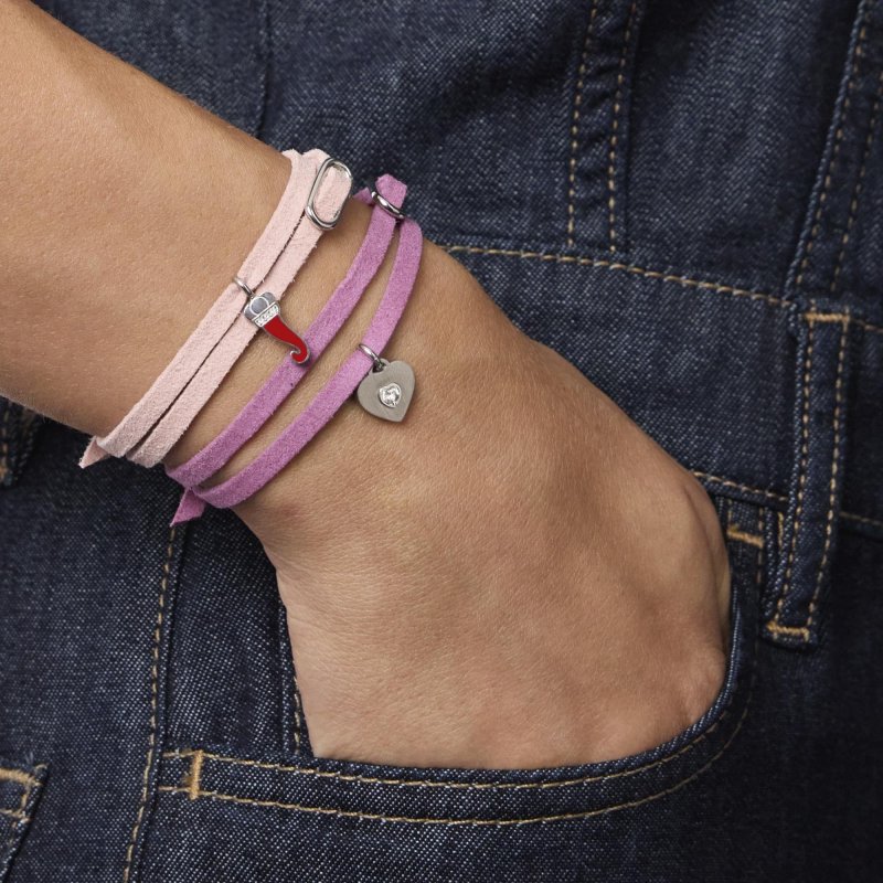 Kidult - Choker-Bracciale In Camoscio Rosa - Skinny