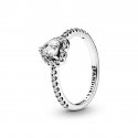 HEART STERLING SILVER RING WIH CLEAR CUB