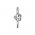 HEART STERLING SILVER RING WIH CLEAR CUB