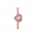 Anello Cuore in Rilievo Rosa