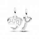 Charm Pendente Divisibile Cuore e Chiave