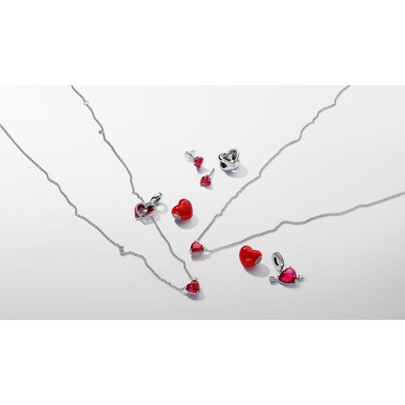 Charm Pendente Cuore con Freccia Vetro di Murano