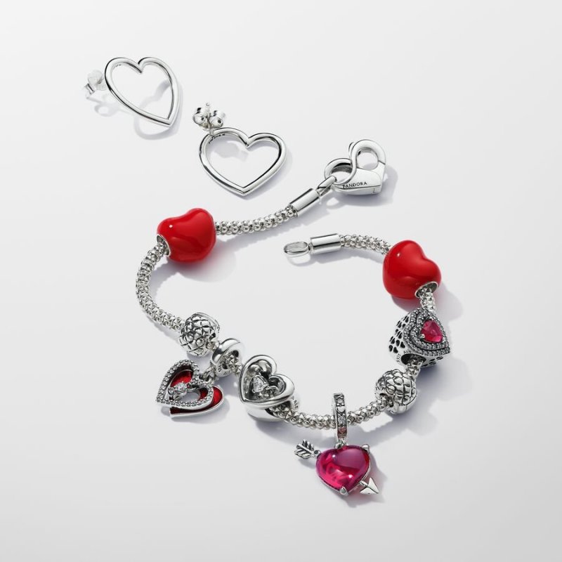 Charm Pendente Cuore con Freccia Vetro di Murano