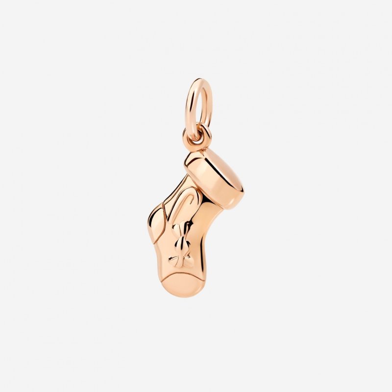 Dodo - Ciondolo Calza Di Natale - Oro Rosa 9K - Smalto Rosso