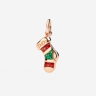 Dodo - Ciondolo Calza Di Natale - Oro Rosa 9K - Smalto Rosso