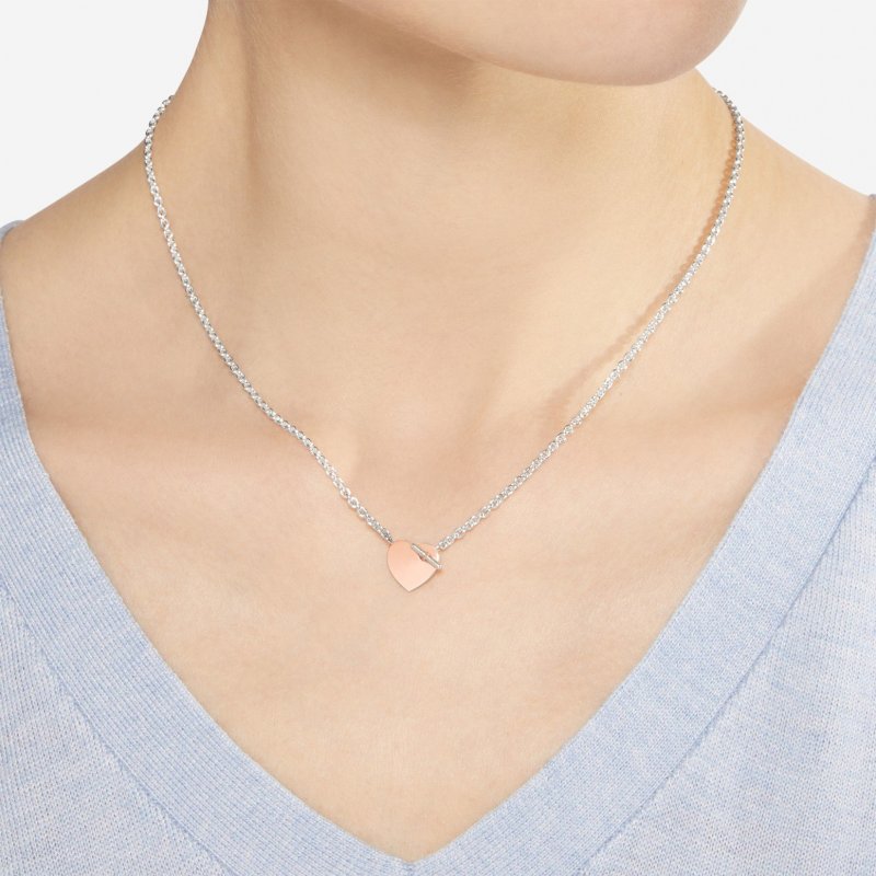 Dodo - Collana Cuore Tbar - Argento - Oro Rosa 9K