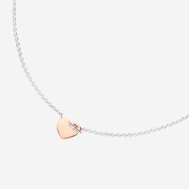 Dodo - Collana Cuore Tbar - Argento - Oro Rosa 9K