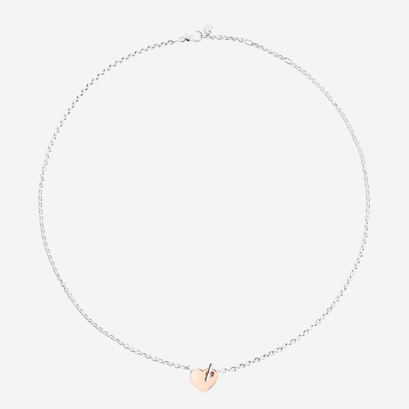 Dodo - Collana Cuore Tbar - Argento - Oro Rosa 9K