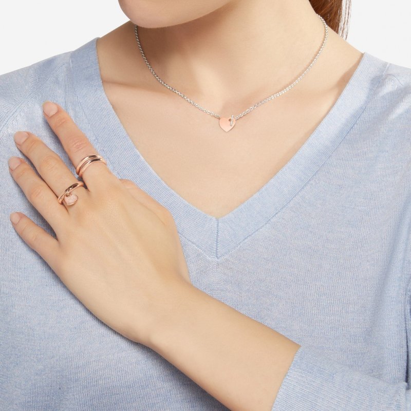 Dodo - Collana Cuore Tbar - Argento - Oro Rosa 9K