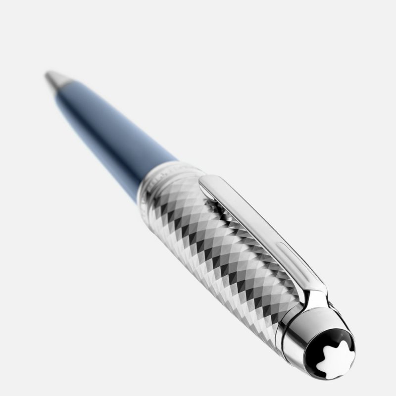 Montblanc - Penna Meisterstück - Resina Blu - Platino