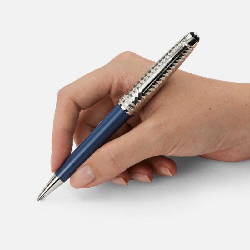 Montblanc - Penna Meisterstück - Resina Blu - Platino