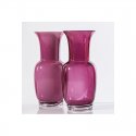Vaso Opalino magenta e lattimo base cristallo medio Ø17xH36cm