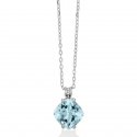 Collana Oro Bianco Diamanti e Acquamarina