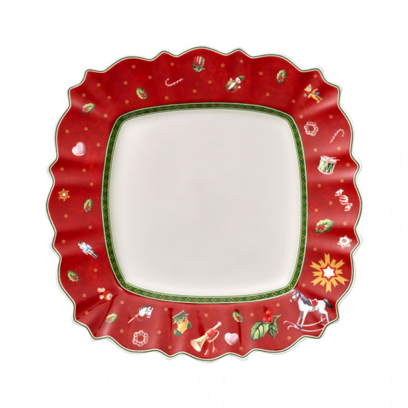 Toy‘S Delight Piatto Piano Quadrato, Rosso/Multicolore, 28 X 28 Cm
