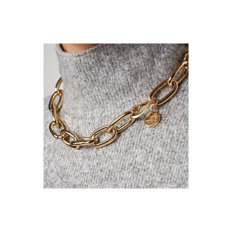 Collana Con Catena Forzatina In Bronzo Dorato