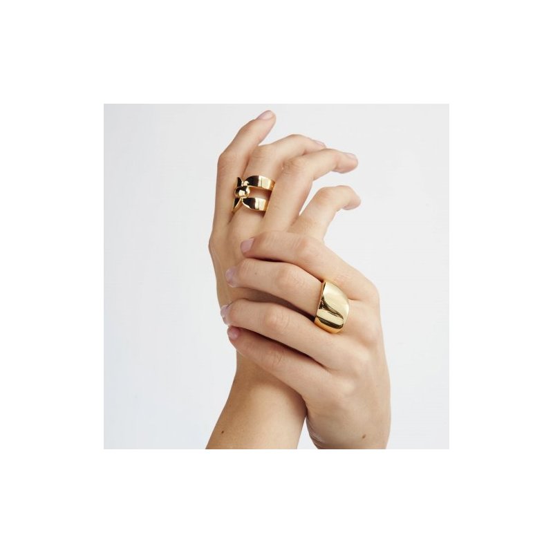 Anello in bronzo dorato Square