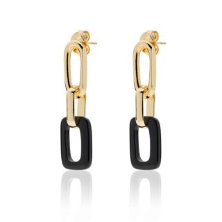 Orecchini Lunghi Con Onice Nera Naturale