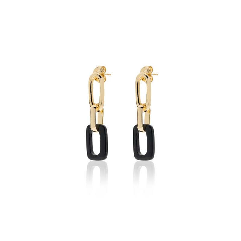 Orecchini Lunghi Con Onice Nera Naturale