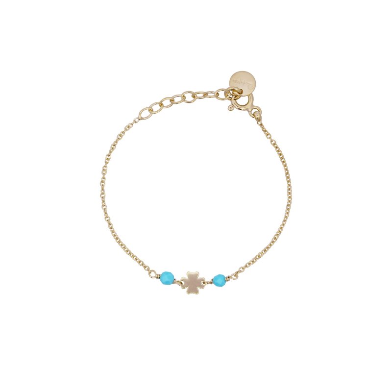 Bracciale Catenella Quadrifoglio Pietre Turchesi Bambino - Io&Ro