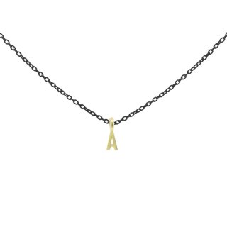 Girocollo Lettera A Nero - Oro18Kt