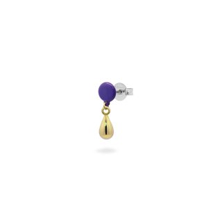 Mono-Orecchino Goccia Bottone Vernice - Oro18Kt
