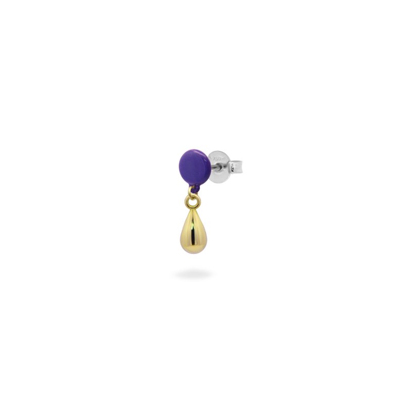 Mono-Orecchino Goccia Bottone Vernice - Oro18Kt