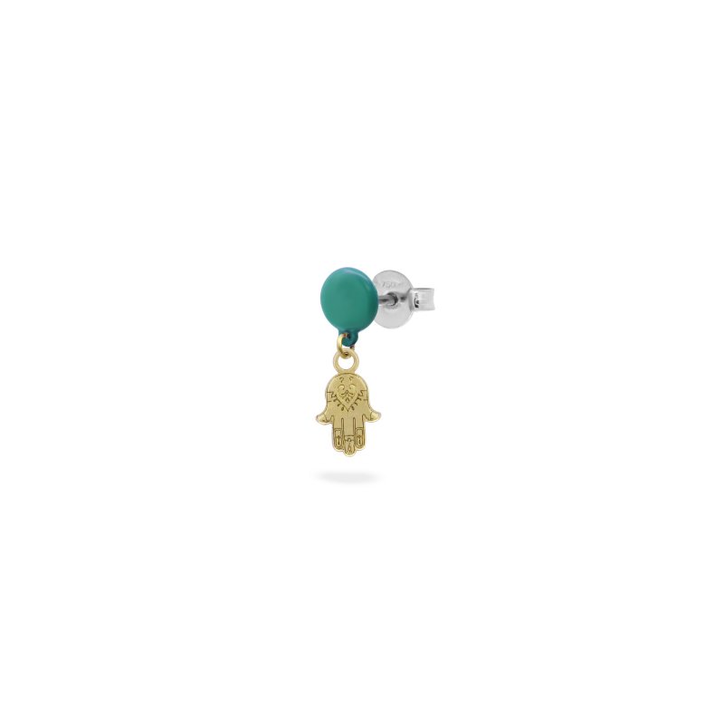 Mono-Orecchino Mano Di Fatima Bottone Vernice - Oro18Kt