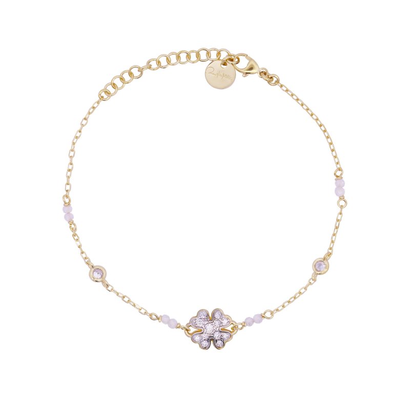 Bracciale Catena Castoni Quadrifoglio Small Pavè - Stardust Ten