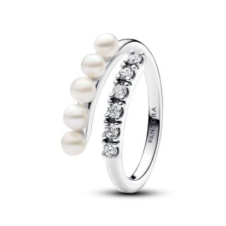 Anello Intreccio con Perle d’Acqua Dolce Coltivate e Pavè