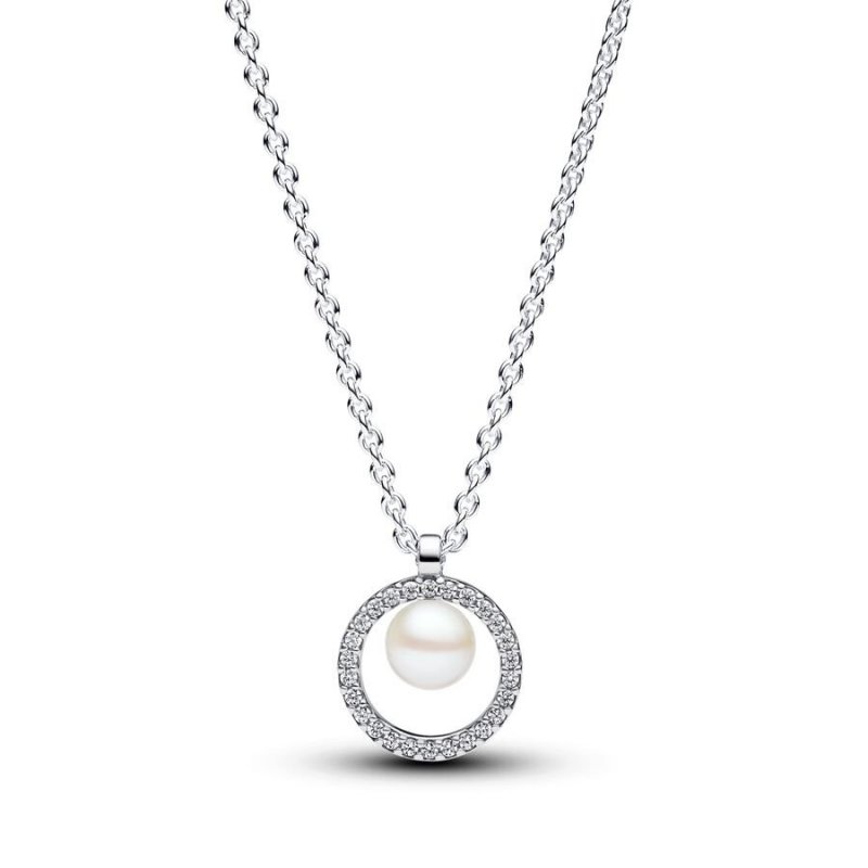 Collana con Perla d’Acqua Dolce Coltivata e Pavè