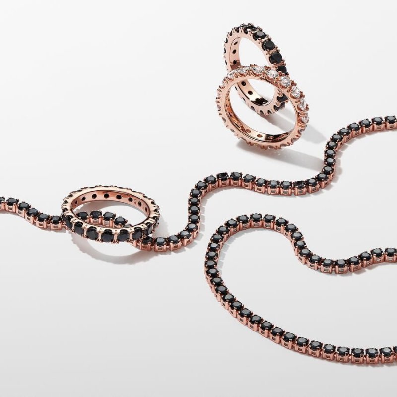 Bracciale Tennis con Pietre Nere