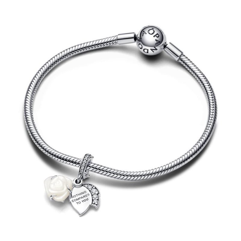 Charm Pendente Rosa Bianca