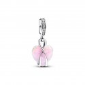 Charm Pendente Cuore di Mamma Rosa Opalescente
