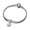 Charm Pendente Cuore di Mamma Rosa Opalescente