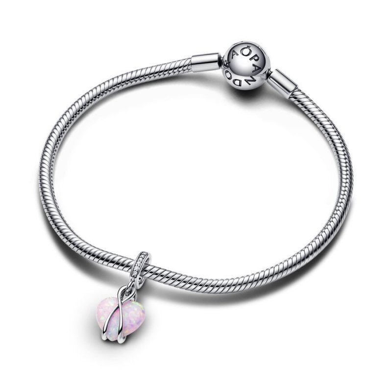 Charm Pendente Cuore di Mamma Rosa Opalescente
