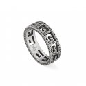 Anello con motivo G in argento 925 invecchiato