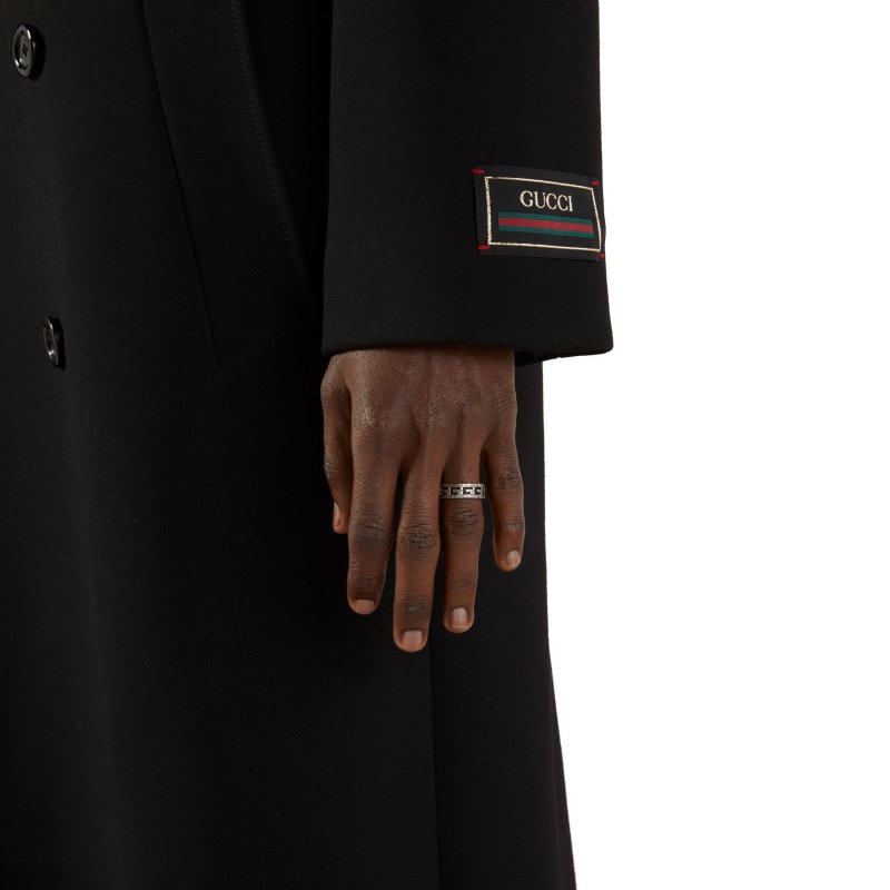 Anello con motivo G in argento 925 invecchiato