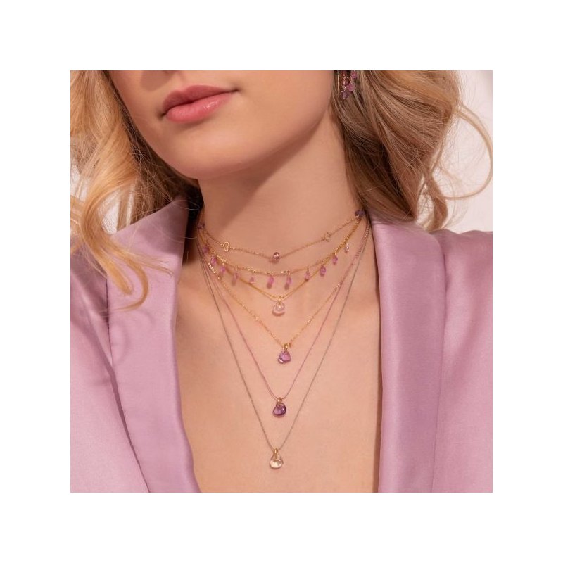 Maman Et Sophie - Girocollo Zaffiri Rosa - Oro 18Kt