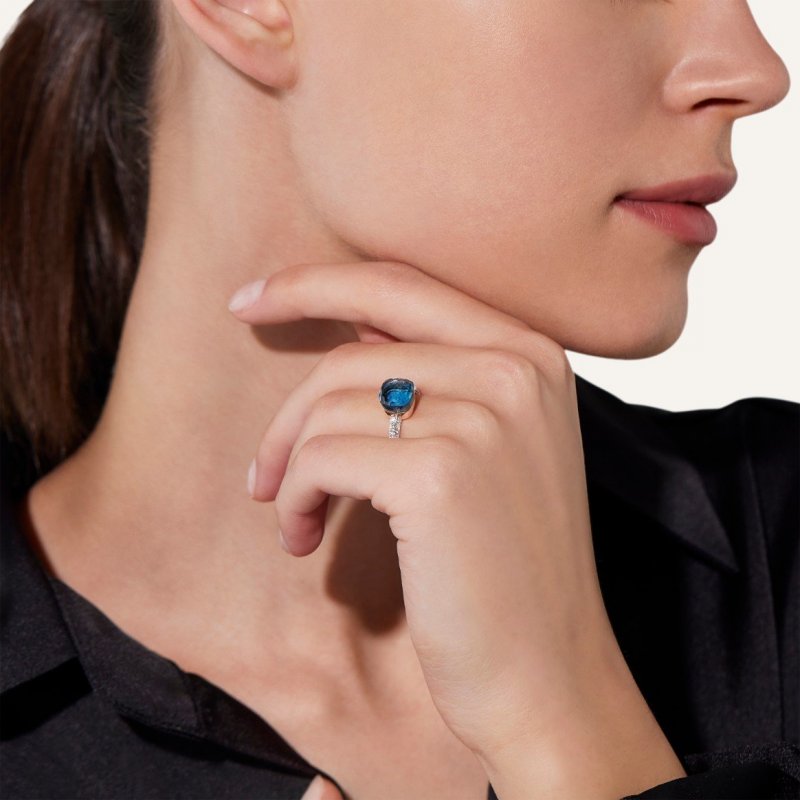 Pomellato - Anello Nudo Petit - Oro Rosa - Blu
