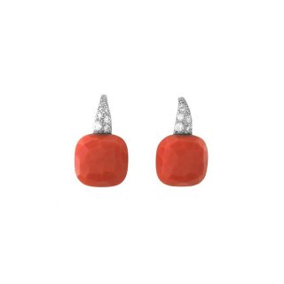 Pomellato - Orecchini Oro Bianco - Diamanti - Corallo