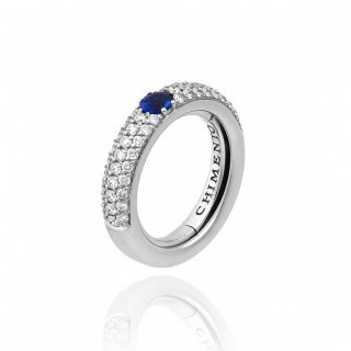 Chimento - Anello Oro Bianco - Brillanti E Zaffiri