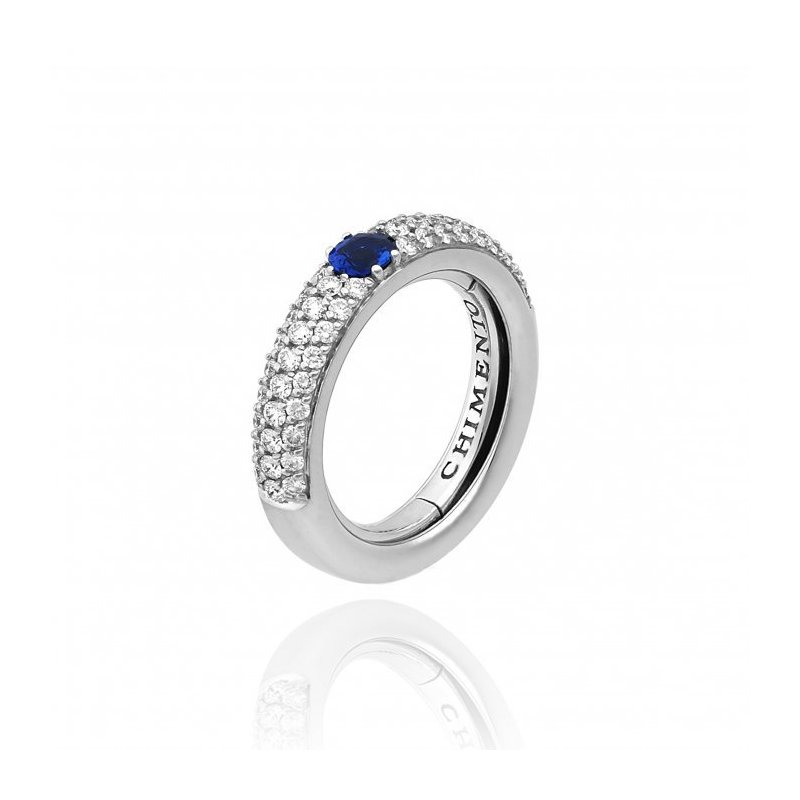 Chimento - Anello Oro Bianco - Brillanti E Zaffiri