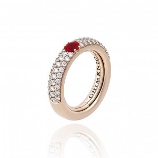 Chimento - Anello Oro Rosa - Brillanti Bianchi/Rubini