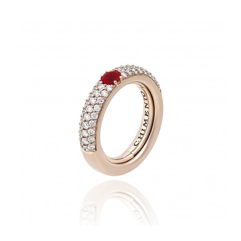 Chimento - Anello Oro Rosa - Brillanti Bianchi/Rubini