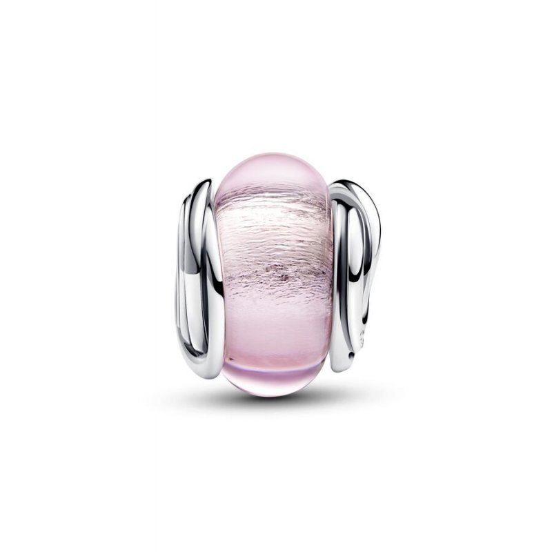 Charm Vetro di Murano Rosa e Cerchi