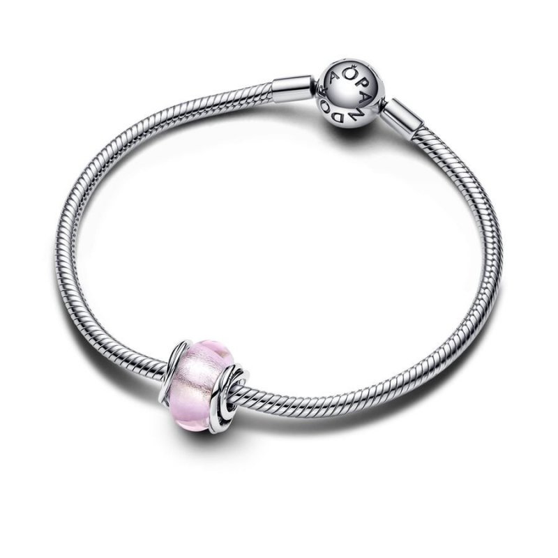 Charm Vetro di Murano Rosa e Cerchi