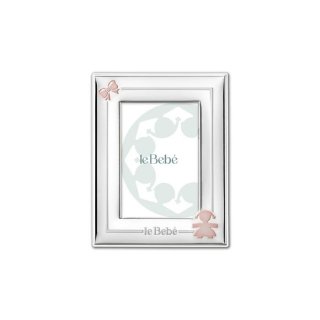 Le Bebe' - Cornice Sagoma Bimba - Argento Pvd - 10X15 Cm