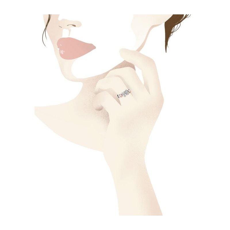 Le Bebé - Anello Girocuore - Oro Bianco - Diamanti