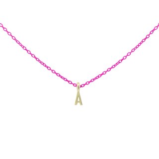 Girocollo Lettera A Fucsia Fluo - Oro18Kt