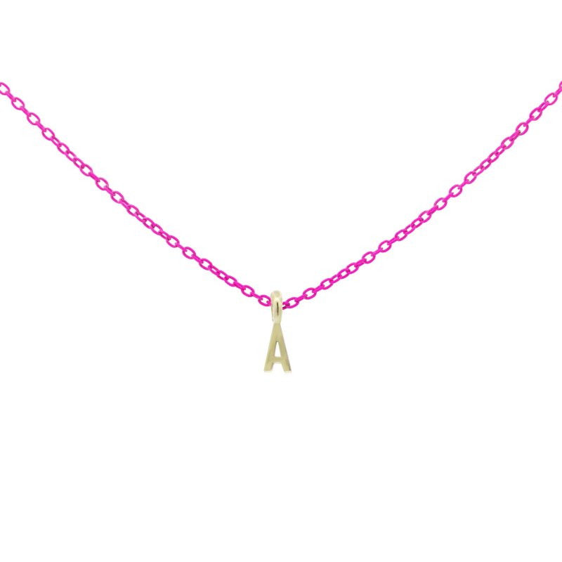 Girocollo Lettera A Fucsia Fluo - Oro18Kt